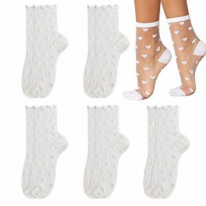 Носки Женские Дизайн в форме сердца Прозрачные носки Белые - Фото 1