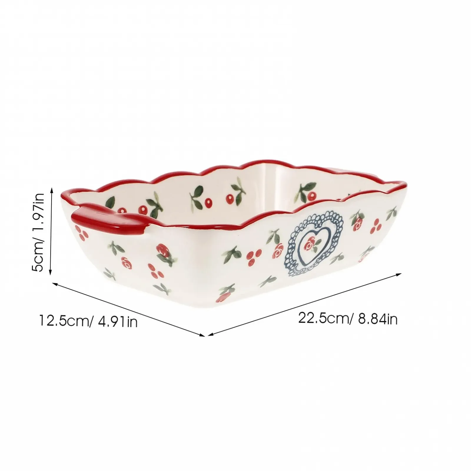 Форма для запікання керамічна прямокутна з ручками термостійка для мікрохвильової печі та духовки зносостійка, фото №2