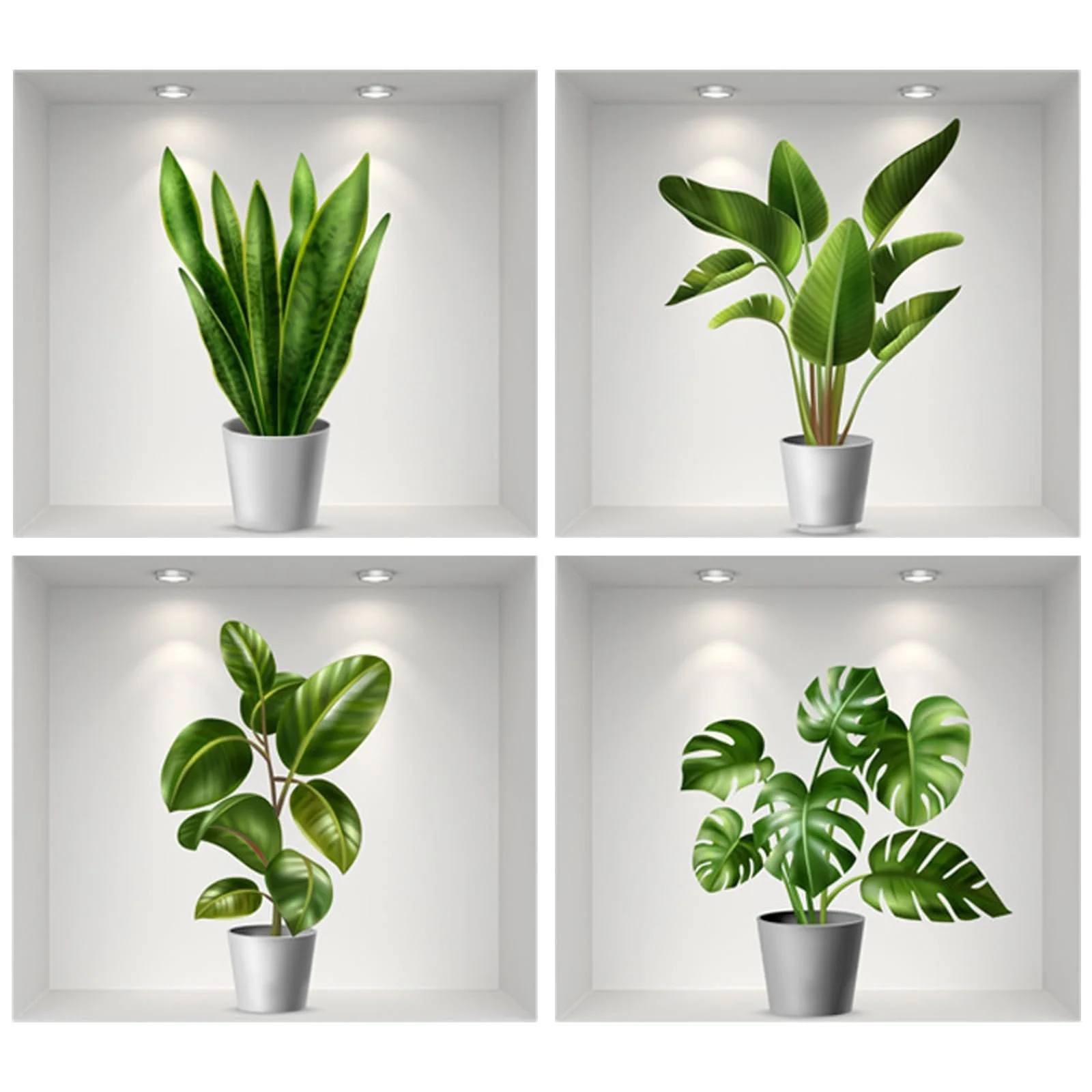 3D наклейка на стіну Ваза з рослинами 4 штуки, фото №1 3D наклейка на стіну Ваза з рослинами 4 штуки, фото №1