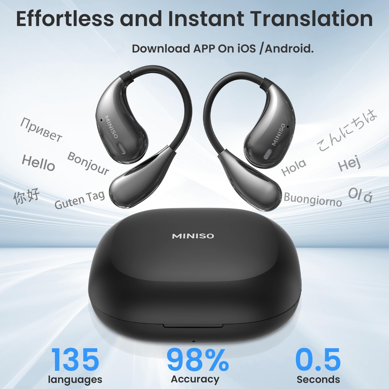Навушники-перекладачі MINISO X33 AI 3-в-1, з перекладом у реальному часі 135 мов, фото №2