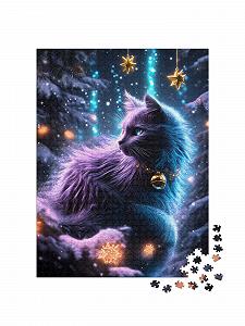 Пазл puzzleYOU "Magische Weihnachtskatze im Winterwald" 1000 деталей 64 x 48 см synthetic.ua - Фото 1