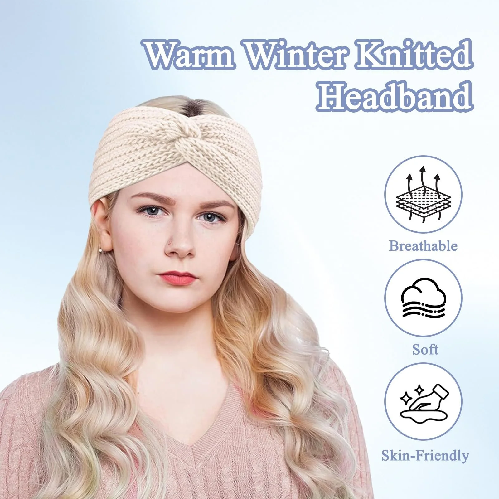 В'язана Пов'язка на Голову Жіноча Зимова Тепла, фото №6