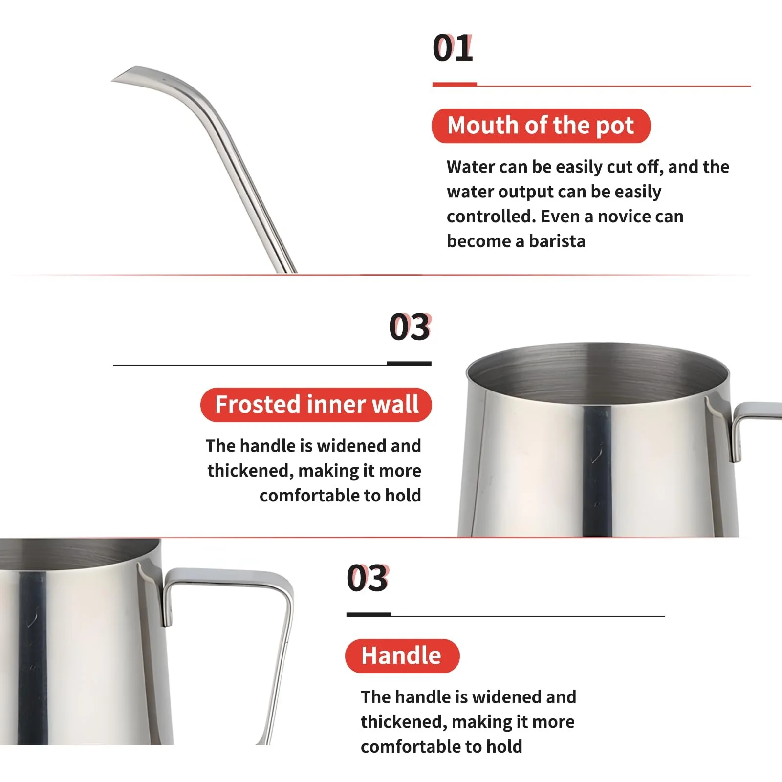 Кофейник Пуровер Mermoo Yilan 350 мл, нержавеющая сталь, серебристый, фото №2