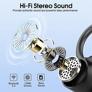 Bluetooth Спортивные наушники Poounur H9, беспроводные Bluetooth 5.3 наушники с ENC микрофоном, 50 часов Hi-Fi стерео глубокий бас, IP7 водонепроницаемые беспроводные наушники с ушными крючками для спорта synthetic.ua - Фото 1