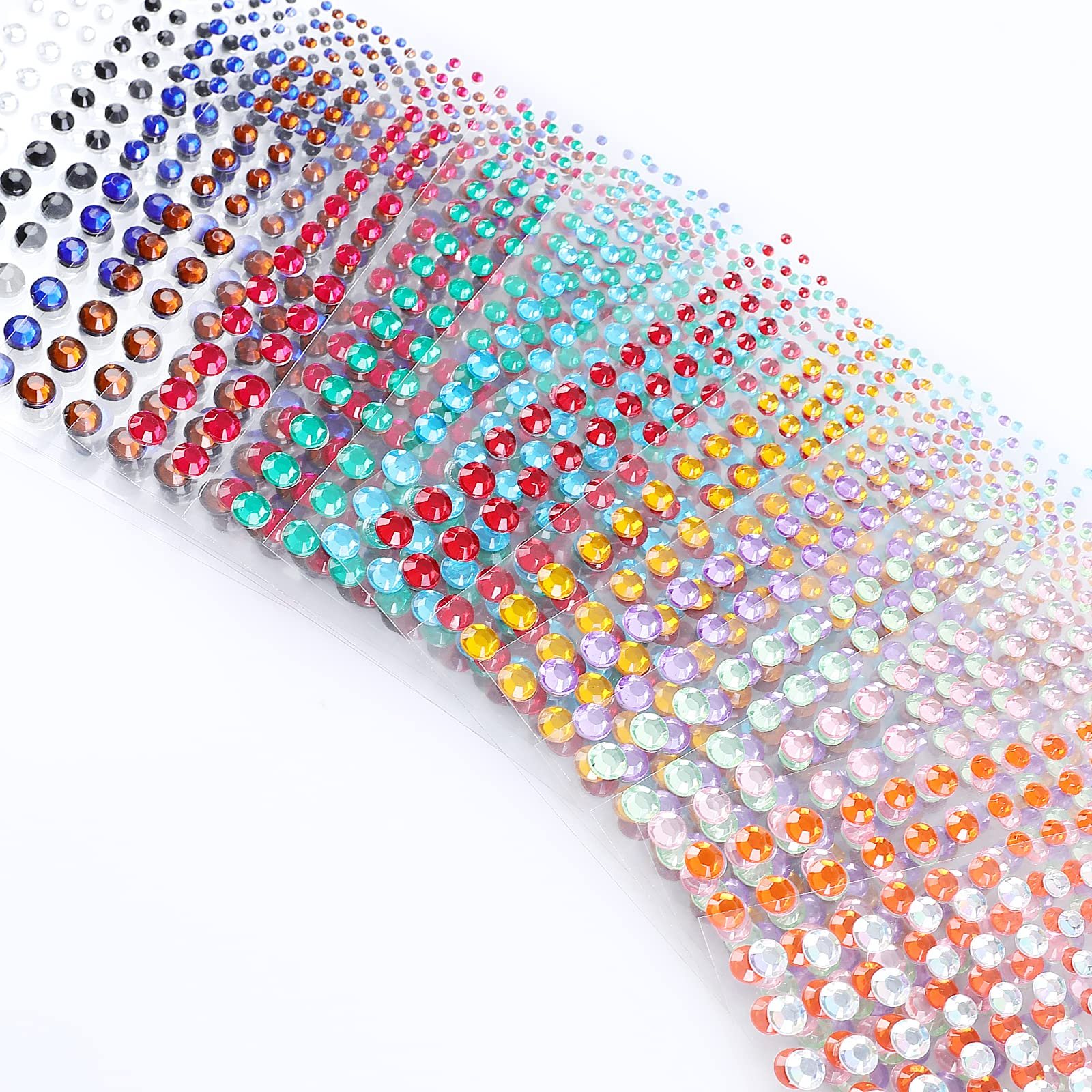 Самоклеящиеся блестящие камни AiQInu, 16 цветов, 3600 штук, разные размеры 2/3/4/5/6 мм, блестящие камни для DIY поделок, открыток, лица, украшения ногтей, фото №7