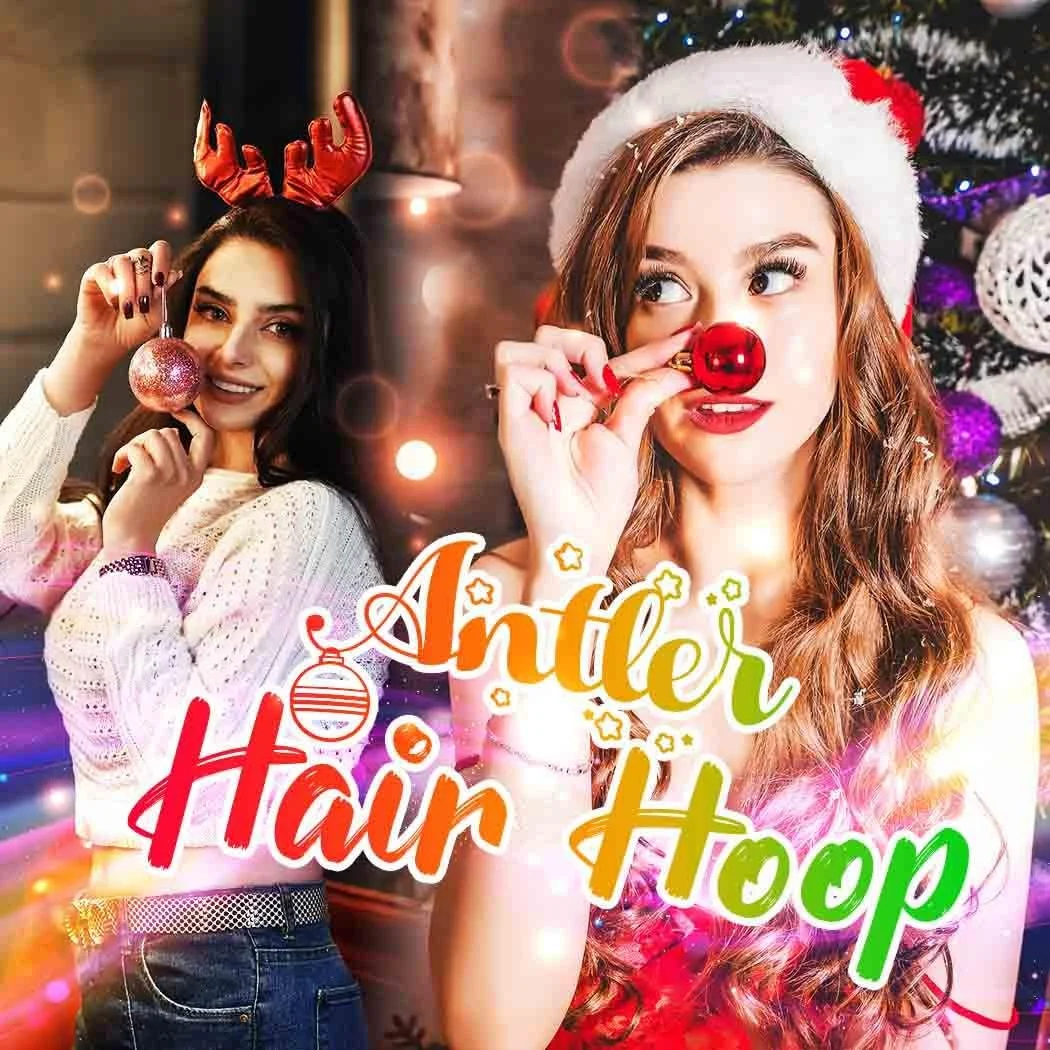 Різдвяний обруч на голову з оленячими рогами, фото №6