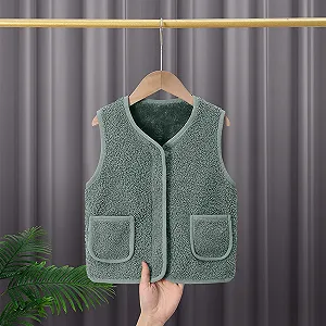 Жилет Teddy Fleece для хлопчиків, без рукавів, коротка куртка з V-подібним вирізом synthetic.ua - Фото 1