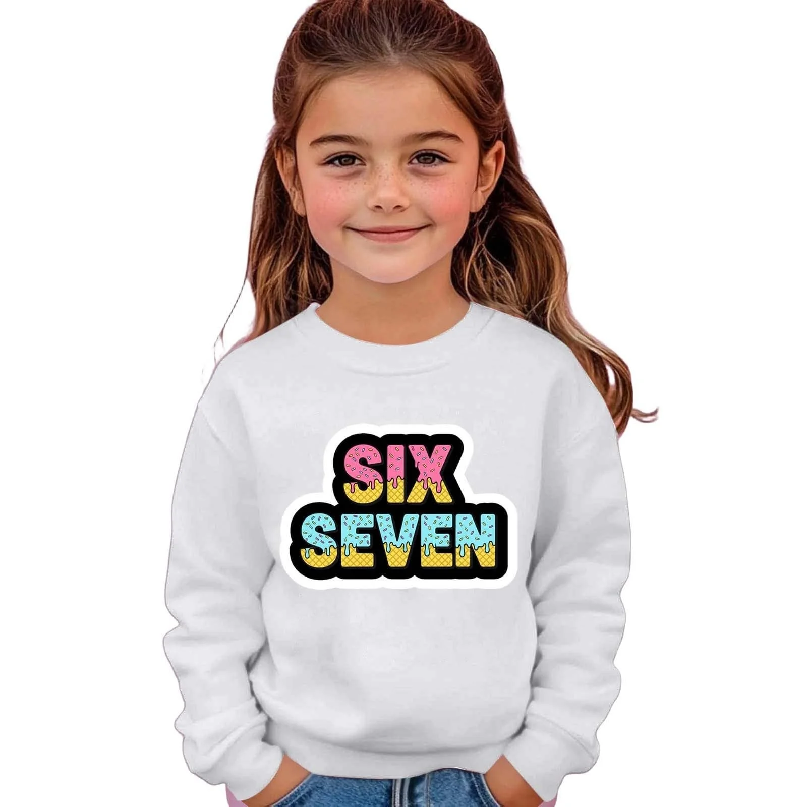 Вільний світшот для дівчинки з принтом, довгими рукавами, фото №1