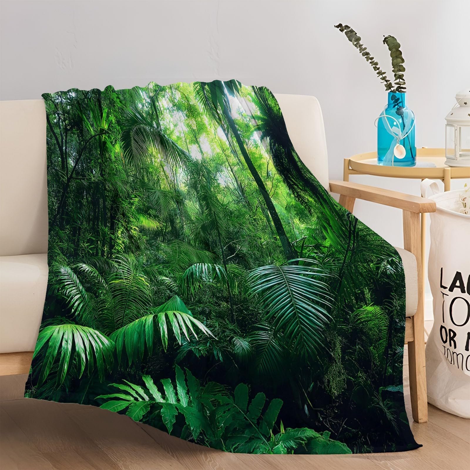 Покривало Фланель 220 x 240 см, М'яка ковдра, Тропічний ліс, Зелений, фото №5 Покривало Фланель 220 x 240 см, М'яка ковдра, Тропічний ліс, Зелений, фото №5