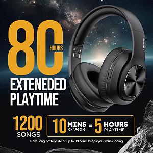 Наушники Bluetooth TuneFlux Over Ear 80 часов черные synthetic.ua - Фото 1
