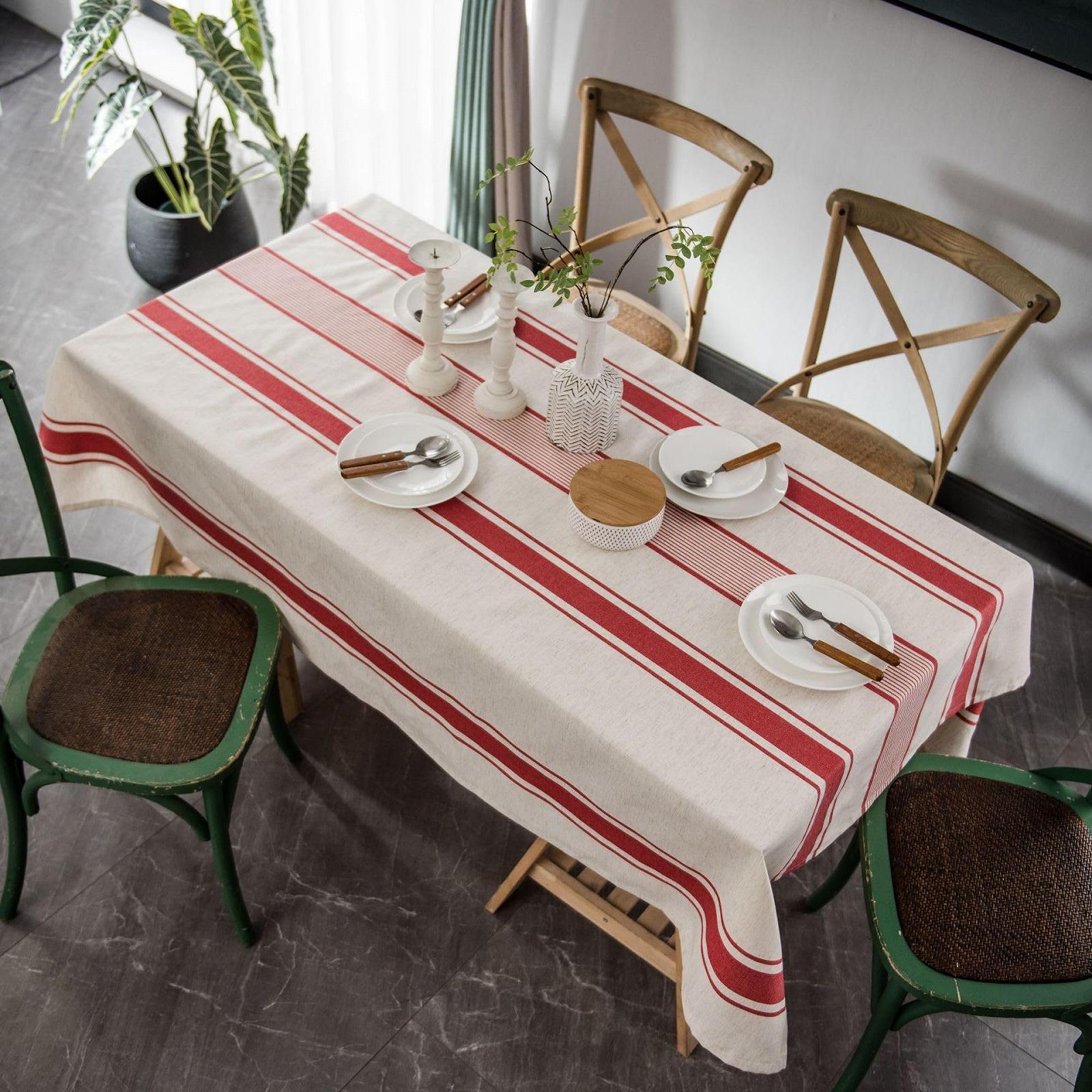 Скатертина Vintage French Red Striped бавовняна 56 x 71 дюйм Red, фото №4