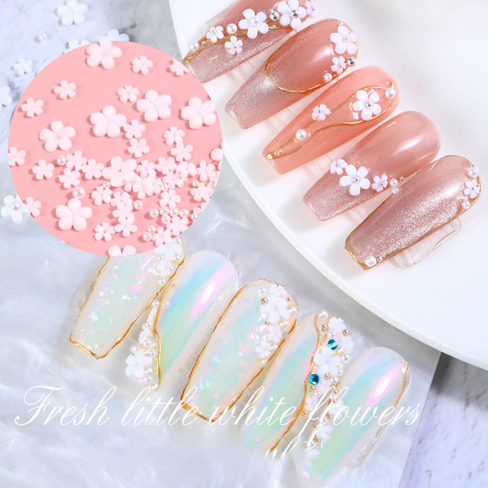 Цветы для дизайна ногтей 3D, 3 пакетика акриловых цветов для ногтей с жемчугом, золотые и серебряные икорные бусины, DIY стразы, аксессуары для ногтей, дизайн для женщин и девушек, фото №3 Цветы для дизайна ногтей 3D, 3 пакетика акриловых цветов для ногтей с жемчугом, золотые и серебряные икорные бусины, DIY стразы, аксессуары для ногтей, дизайн для женщин и девушек, фото №3