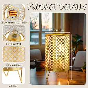 Набір настільних ламп TRIROCKS 2 шт. Акумуляторні Бездротові Таймер 23 см Золотий synthetic.ua - Фото 1