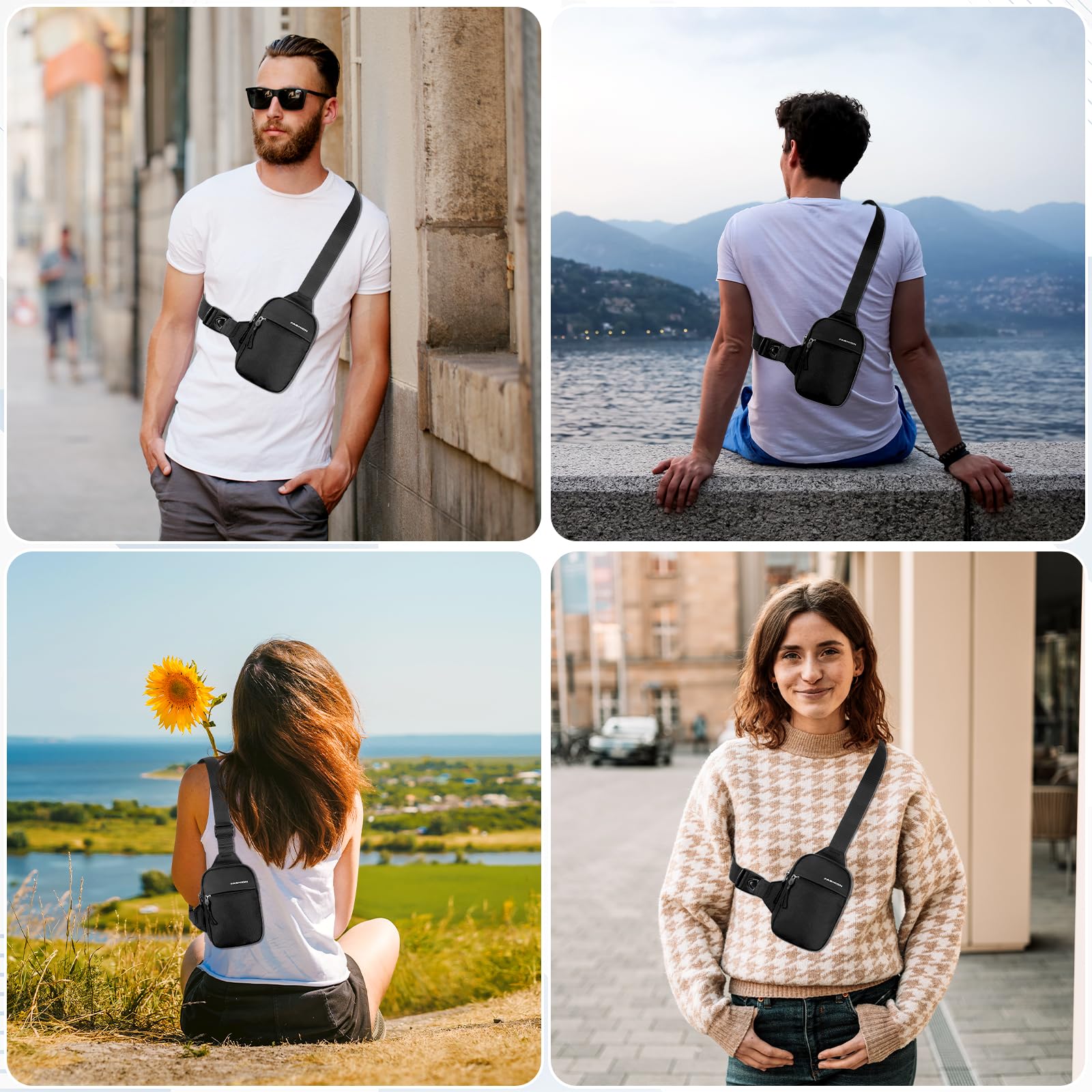 Сумка через плечо Hejo Sling, мужская, водонепроницаемая нагрудная сумка, для мужчин, мальчиков, женщин, для активного отдыха Черный, фото №7