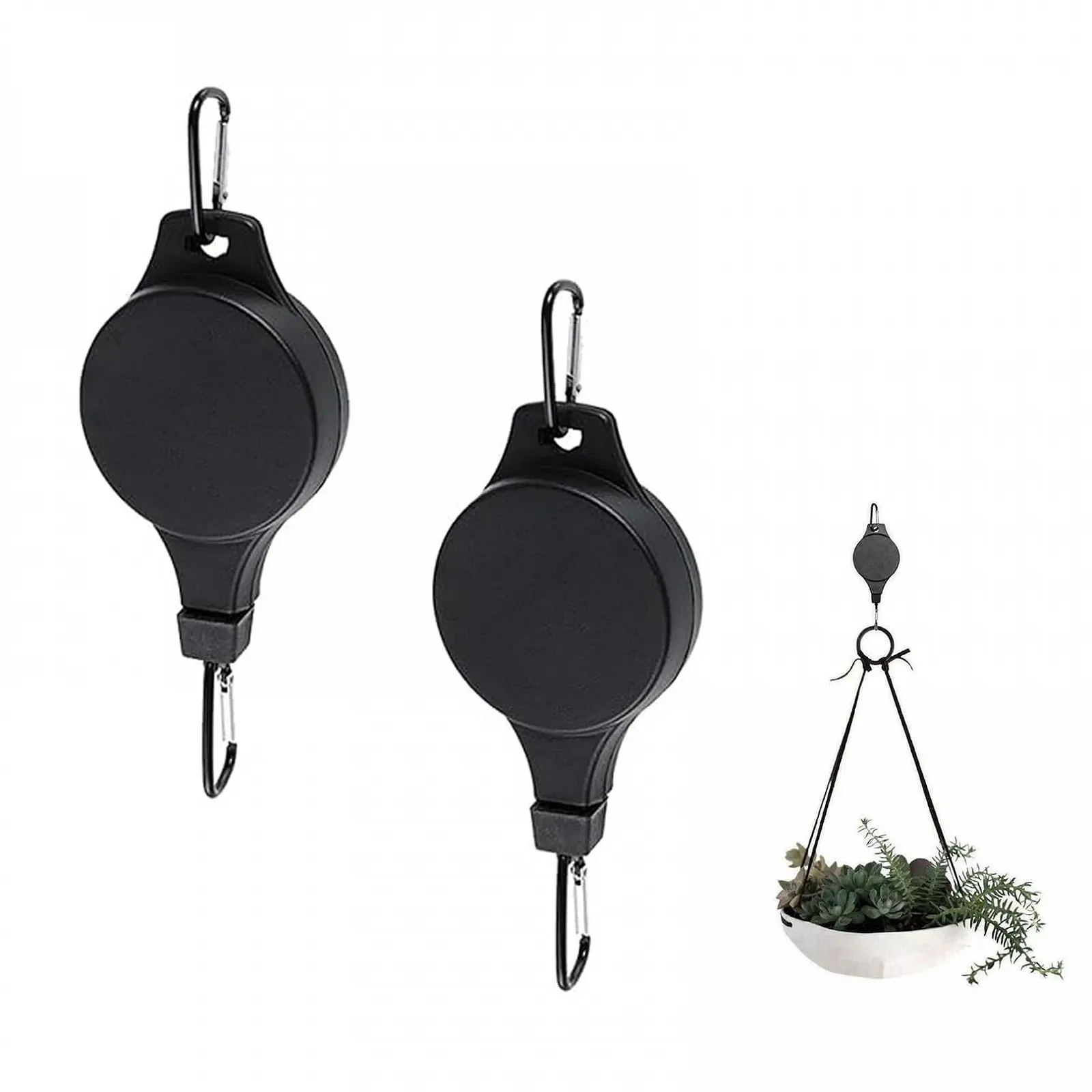 Підвісні тримачі-ролики для рослин 2 шт. Регульовані Чорні, фото №1 Підвісні тримачі-ролики для рослин 2 шт. Регульовані Чорні, фото №1