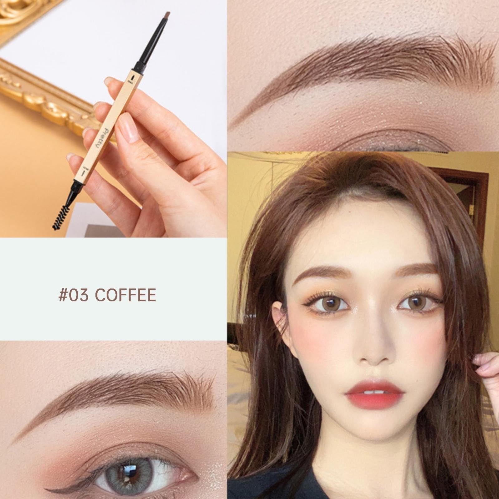 Олівець Lidschatten Маленький для брів із золотими стрижнями двосторонній трикутний пітностійкий мило для брів B One Size, фото №4