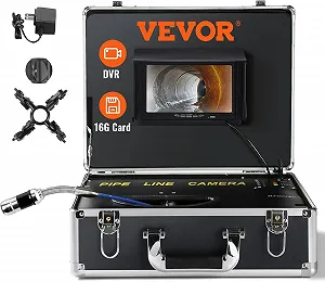 Промисловий ендоскоп для труб та каналізації VEVOR H6FTR-30R / 7" LCD / Кабель 30м / Камера 25мм IP68 / 4500 мАг / Запис DVR - Фото 1