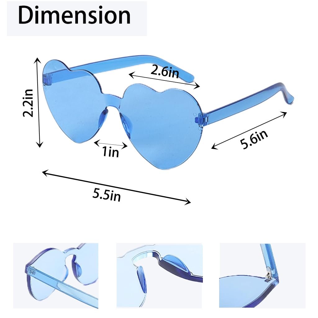 Сонцезахисні окуляри Без оправи у формі серця FALGXYY Прозорі кольорові серцеподібні, фото №5