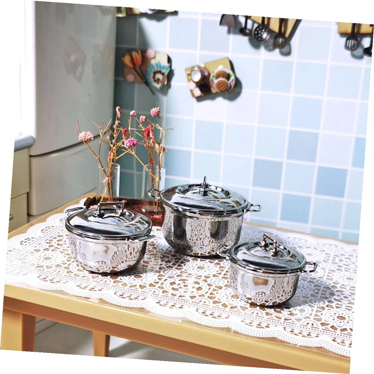 Набор из 3 мини-кастрюль Play Kitchen Accessories пластиковый реалистичный дизайн, фото №4