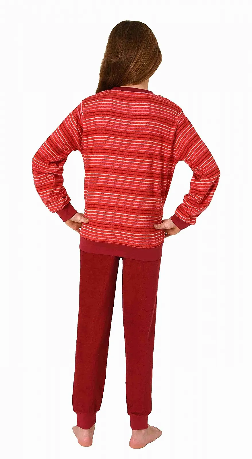 Піжама Normann Для дівчат, з довгими рукавами, махрова тканина, з манжетами, в смужку, фото №2 Піжама Normann Для дівчат, з довгими рукавами, махрова тканина, з манжетами, в смужку, фото №2