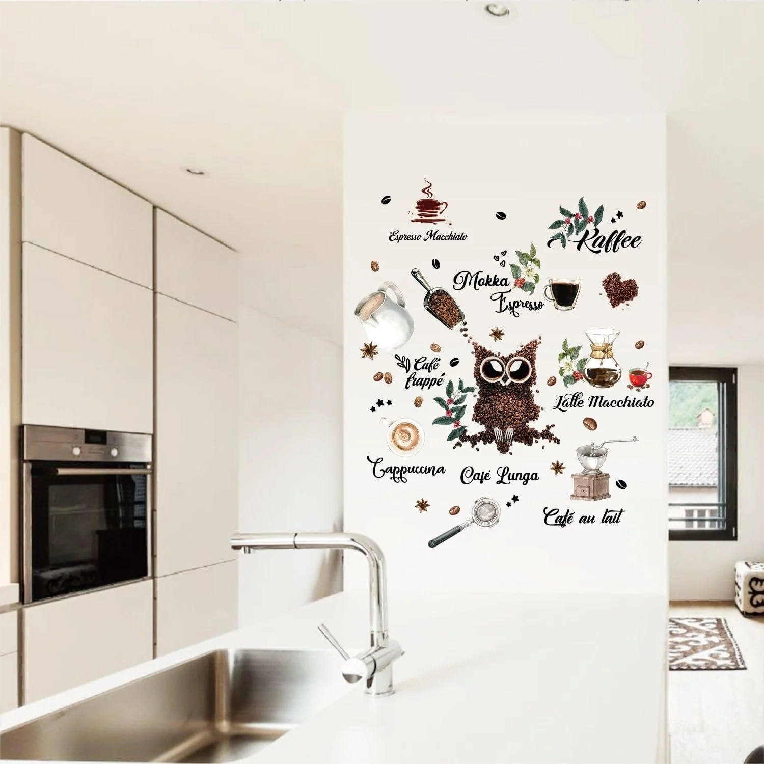 Наклейки на стену Coffee Varieties Owl Coffee Beans 47 шт., фото №4