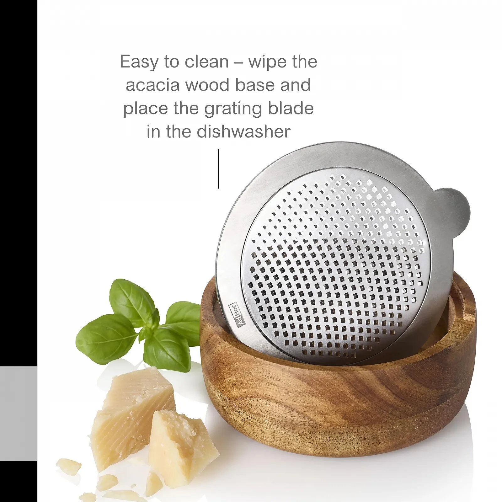 Терка AdHoc GG30 CutnServe Дрібна з контейнером для збору, нержавіюча сталь та дерево акації, фото №6