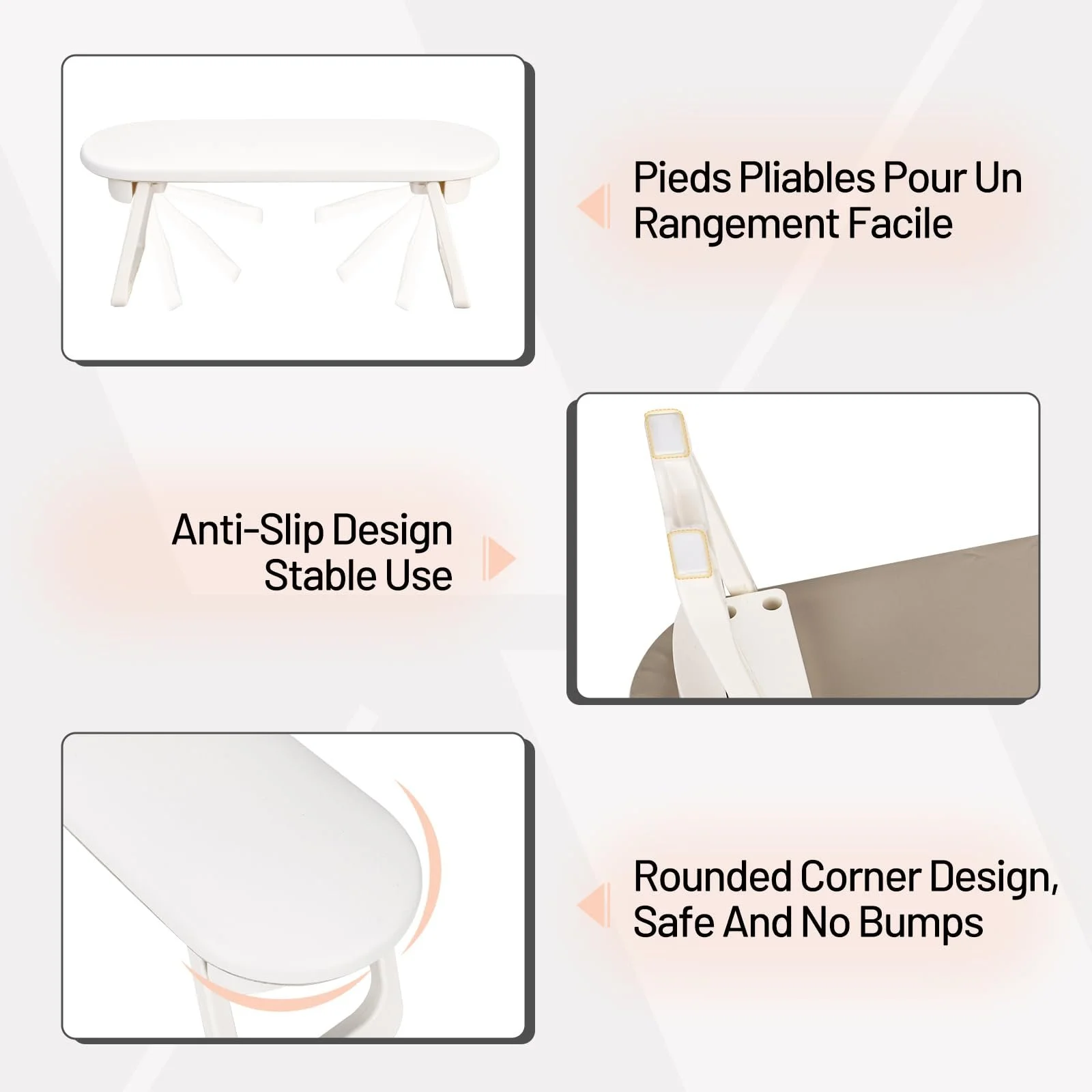 Підставка для рук манікюрна зі штучної шкіри з нековзною основою складана, біла, фото №4