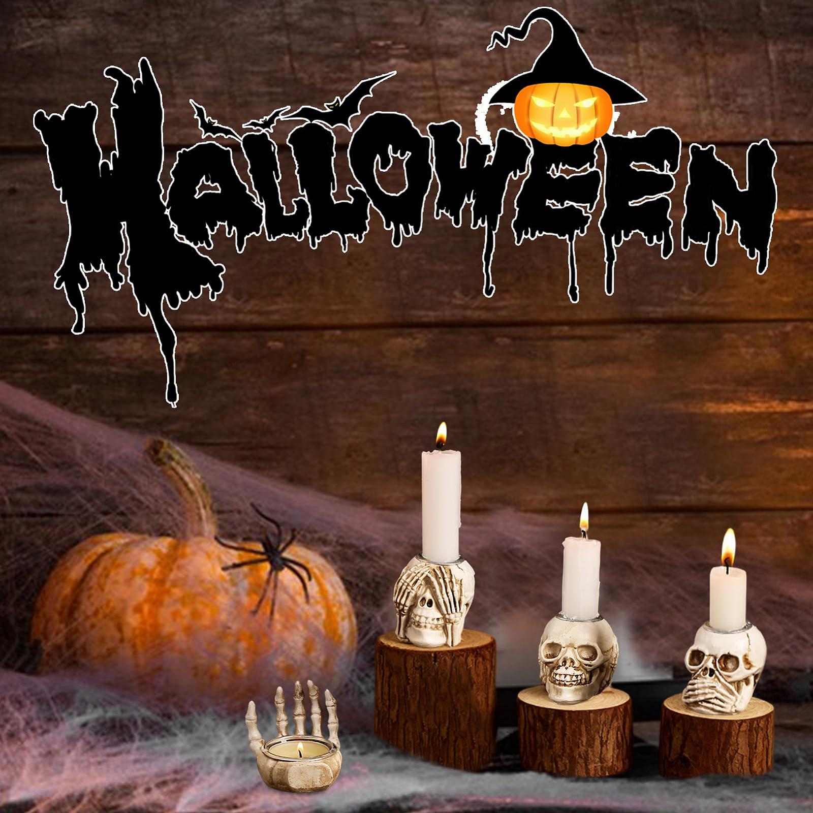 Подсвечник Skeleton Hand Tea Light Gothic Candle Holder Skull Shape Halloween Decoration Tea Light Holder Skeleton Skull Gothic Figure Tea Light Candle Hand, фото №7