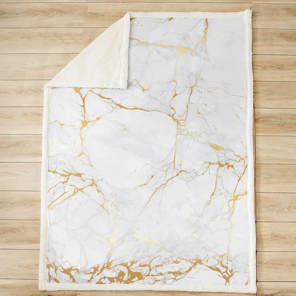 Покривало Tbrand Золотий Білий Мармур з принтом Мармуровий візерунок 150 x 200 см, фото №3