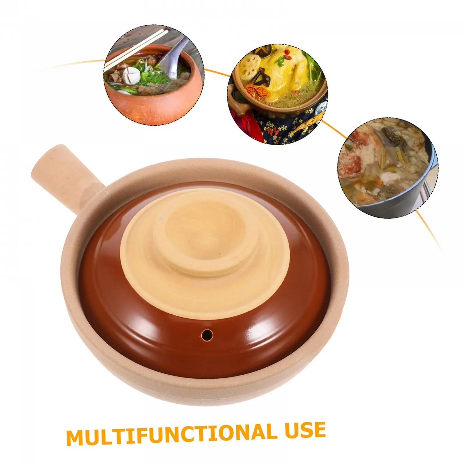 Кастрюля керамическая с крышкой и ручкой традиционная глиняная для риса, рагу и супов, фото №7