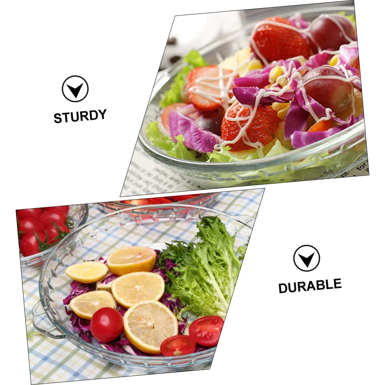 Форма для запікання скляна кругла жаростійка прозора для духовки та мікрохвильової печі, фото №8