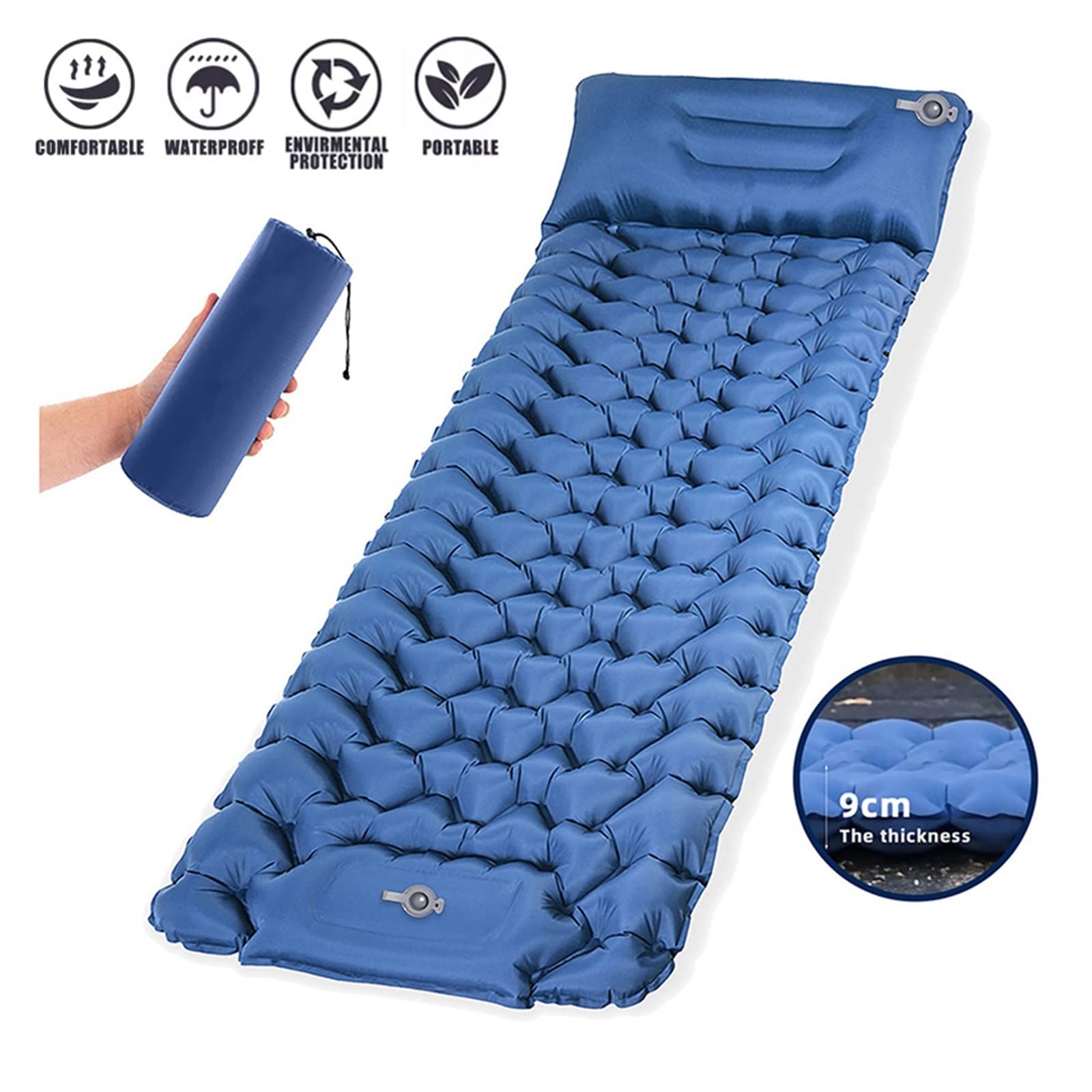 Коврик GaRcan Outdoor Tent Camping Inflatable Mattress Подушка Складная Кровать Сверхлегкая Воздушная Подушка Двойной Зеленый, фото №2