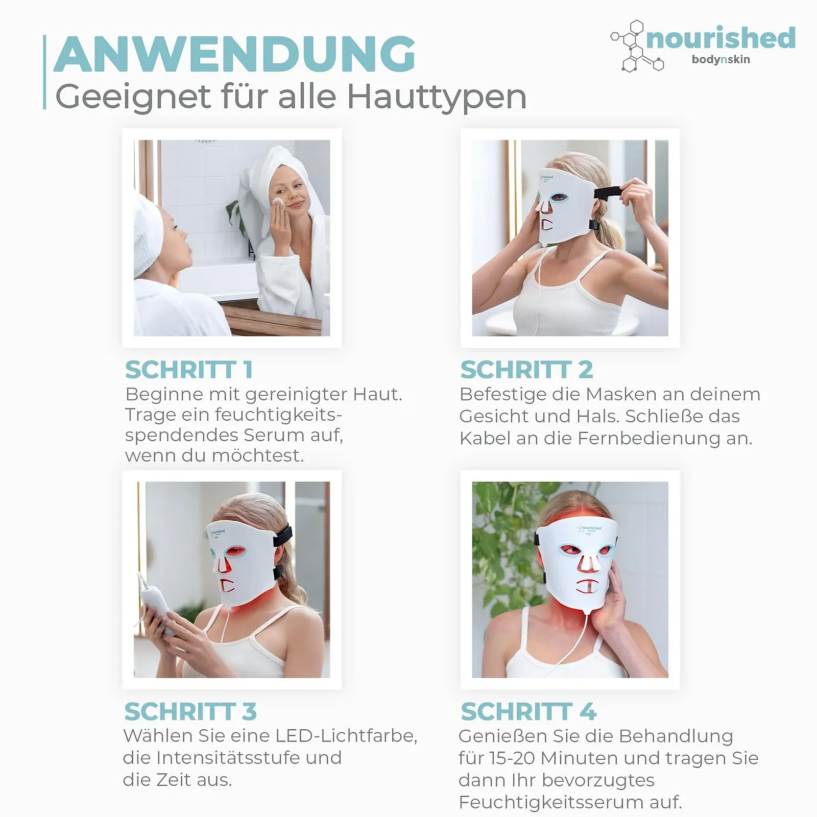 LED Маска для Обличчя та Шиї Nourished Bodynskin з Ближнім Інфрачервоним Випромінюванням, фото №5