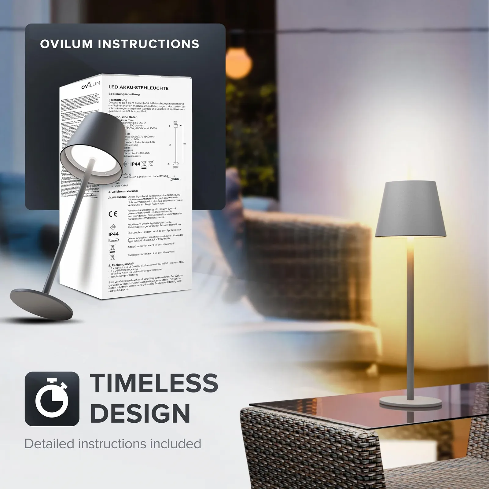 Настільна лампа Syrma Акумуляторна LED Алюмінієва Dimmable USB-C Антрацит, фото №8