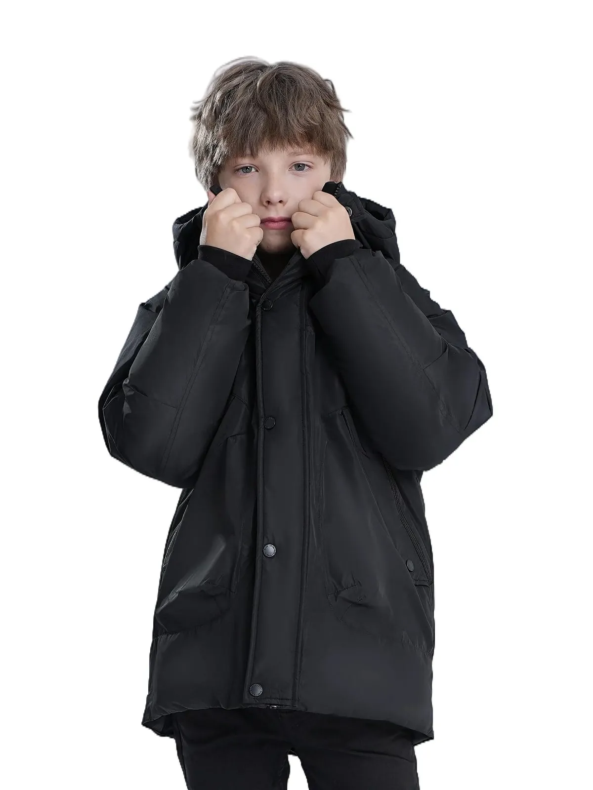 Зимова куртка з капюшоном для хлопчиків Sunny Sprout, утеплена пуховик з вітрозахисними рукавами та флісовою підкладкою, фото №5