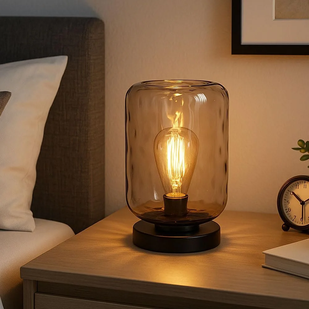 Настольная лампа Retro Smoked Glass Clear 1x E27 диаметр 19 x 32,5 см черная, фото №3