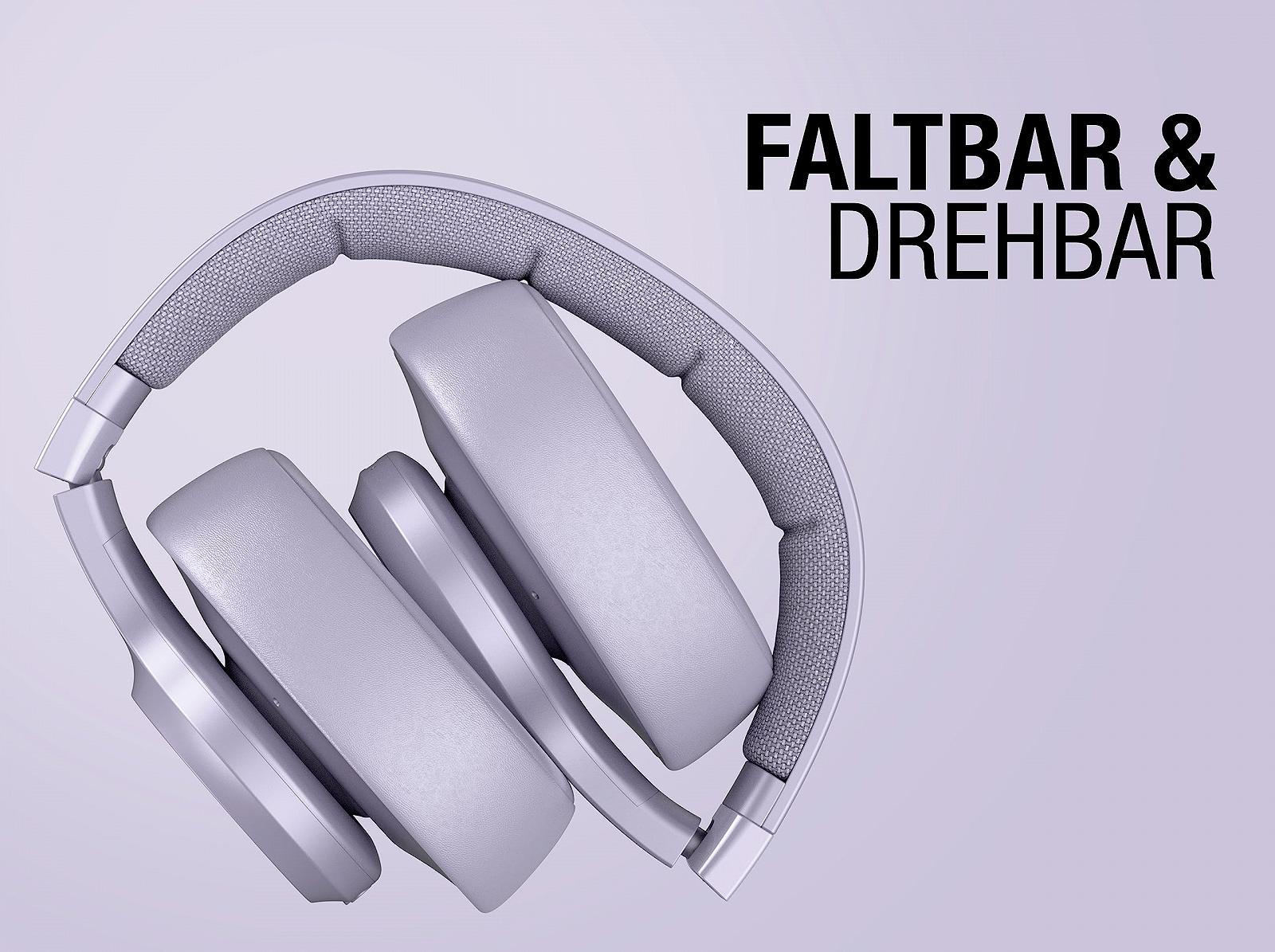 Беспроводные наушники Fresh 'n Rebel Clam 2 Over-Ear Bluetooth 80 часов воспроизведения с микрофоном складные режим окружающего звука быстрая зарядка аудиовход веганская кожа (Dreamy Lilac), фото №3
