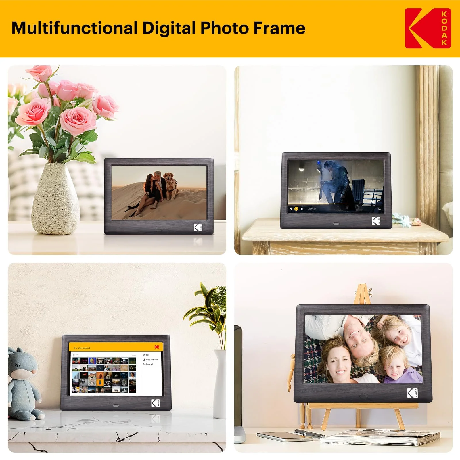 Цифровая фоторамка Kodak 7 дюймов IPS 1024x600 USB SD Auto-rotate Remote Control, фото №4 Цифровая фоторамка Kodak 7 дюймов IPS 1024x600 USB SD Auto-rotate Remote Control, фото №4