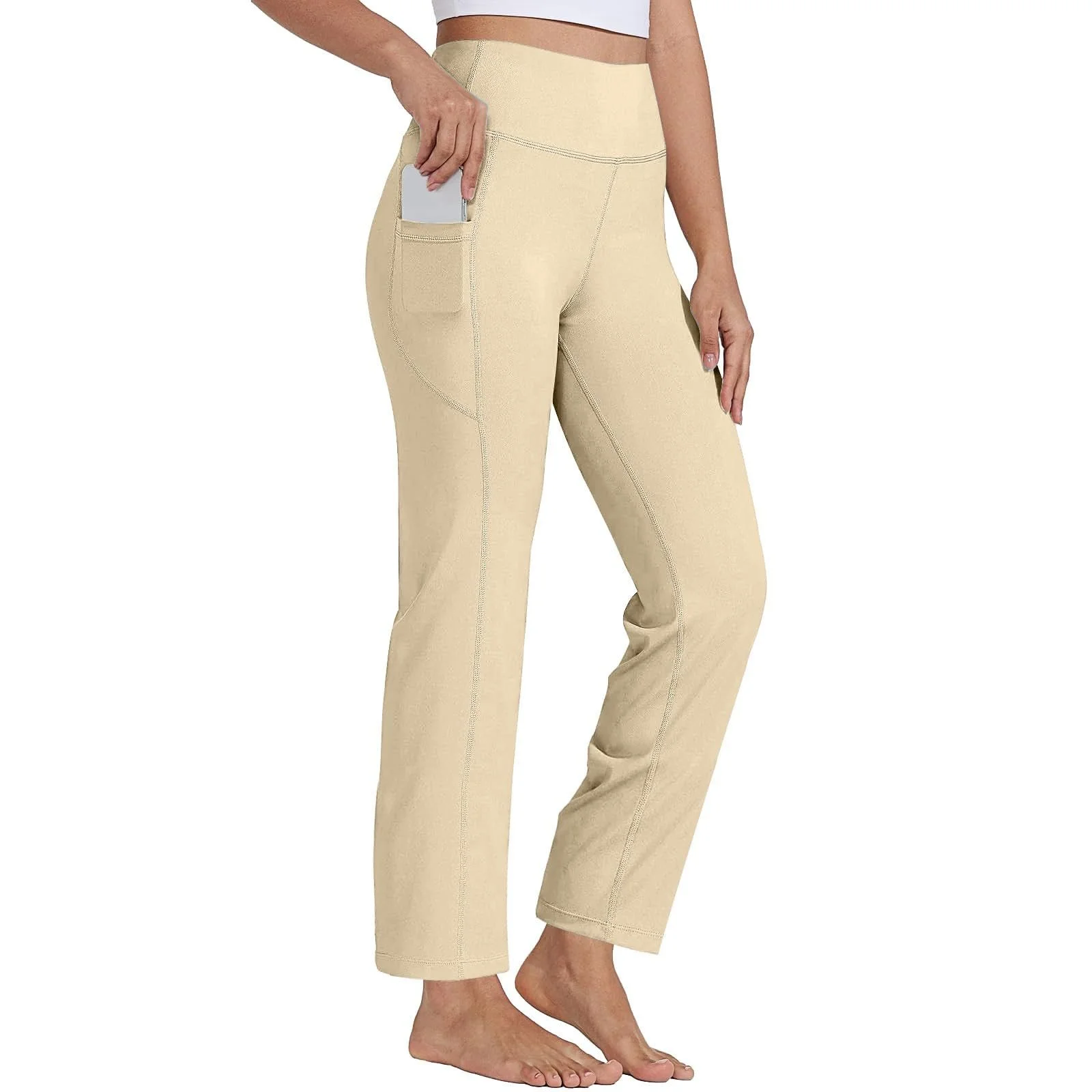 Капри с широкими штанинами для женщин, с высокой талией, однотонные, фото №4 Капри с широкими штанинами для женщин, с высокой талией, однотонные, фото №4