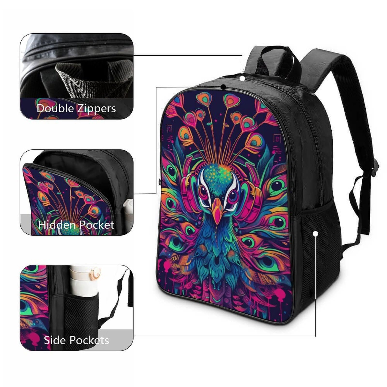 Шкільний рюкзак DPEOANEBN Peacock 40x28x16см, фото №3