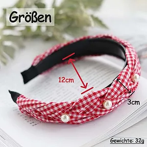 Женский обруч для волос в клетку плетеный с жемчугом. synthetic.ua - Фото 1