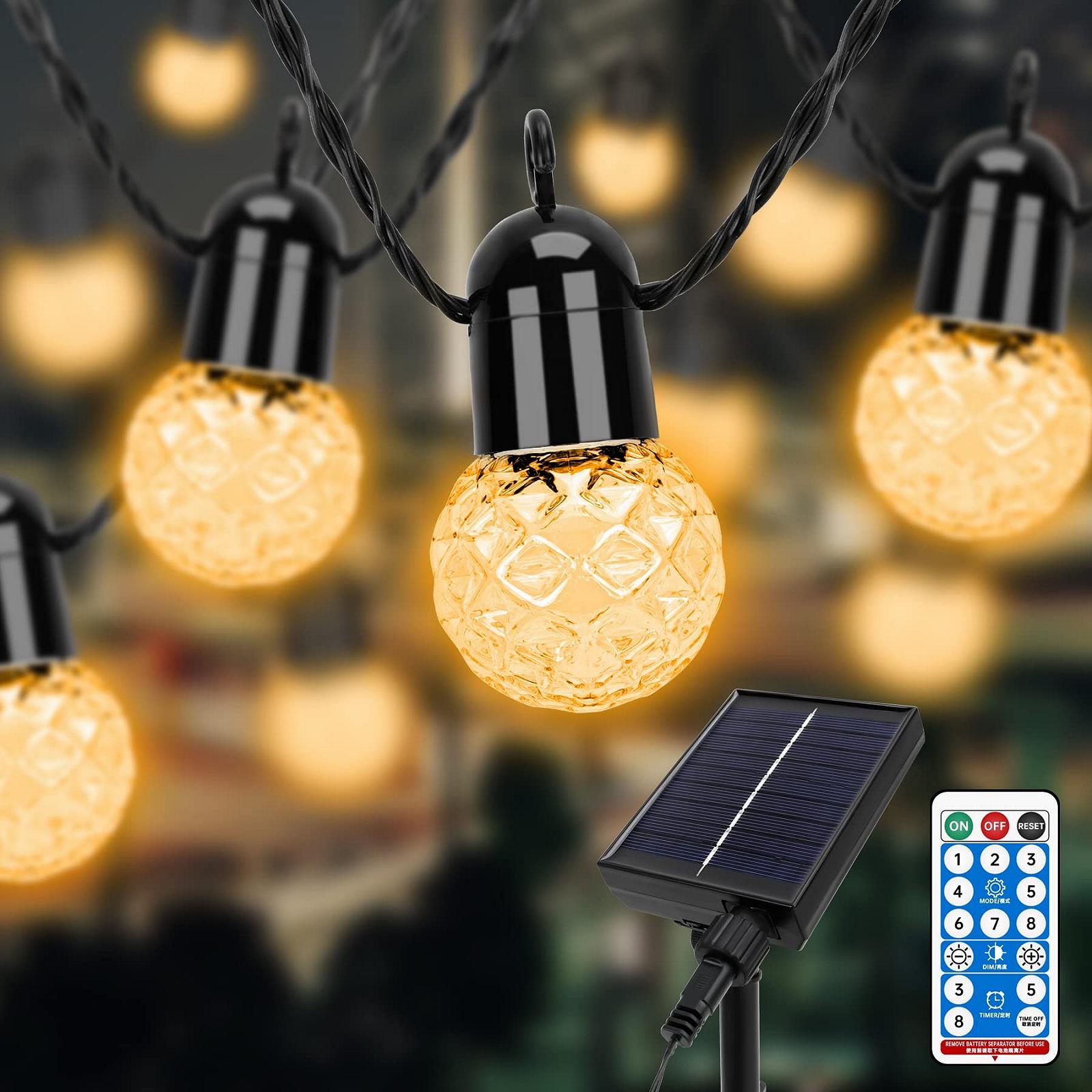 Гірлянда Sylvwin G40 Вулична 15 м, 25 LEDs, 8 режимів, Сонячна, USB зарядка, фото №1