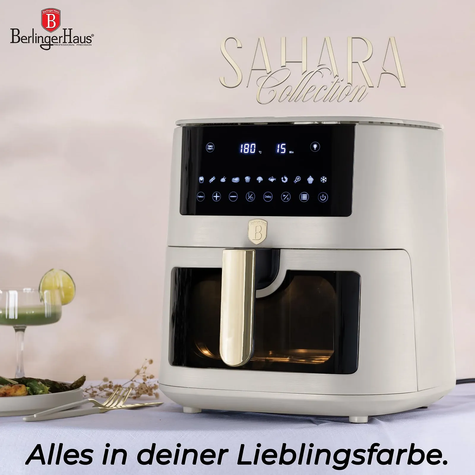 Мультипіч Berlinger Haus Sahara Collection 8 л Оглядове вікно 11 програм TitanPro 1650 Вт Матова кремова, фото №2 Мультипіч Berlinger Haus Sahara Collection 8 л Оглядове вікно 11 програм TitanPro 1650 Вт Матова кремова, фото №2