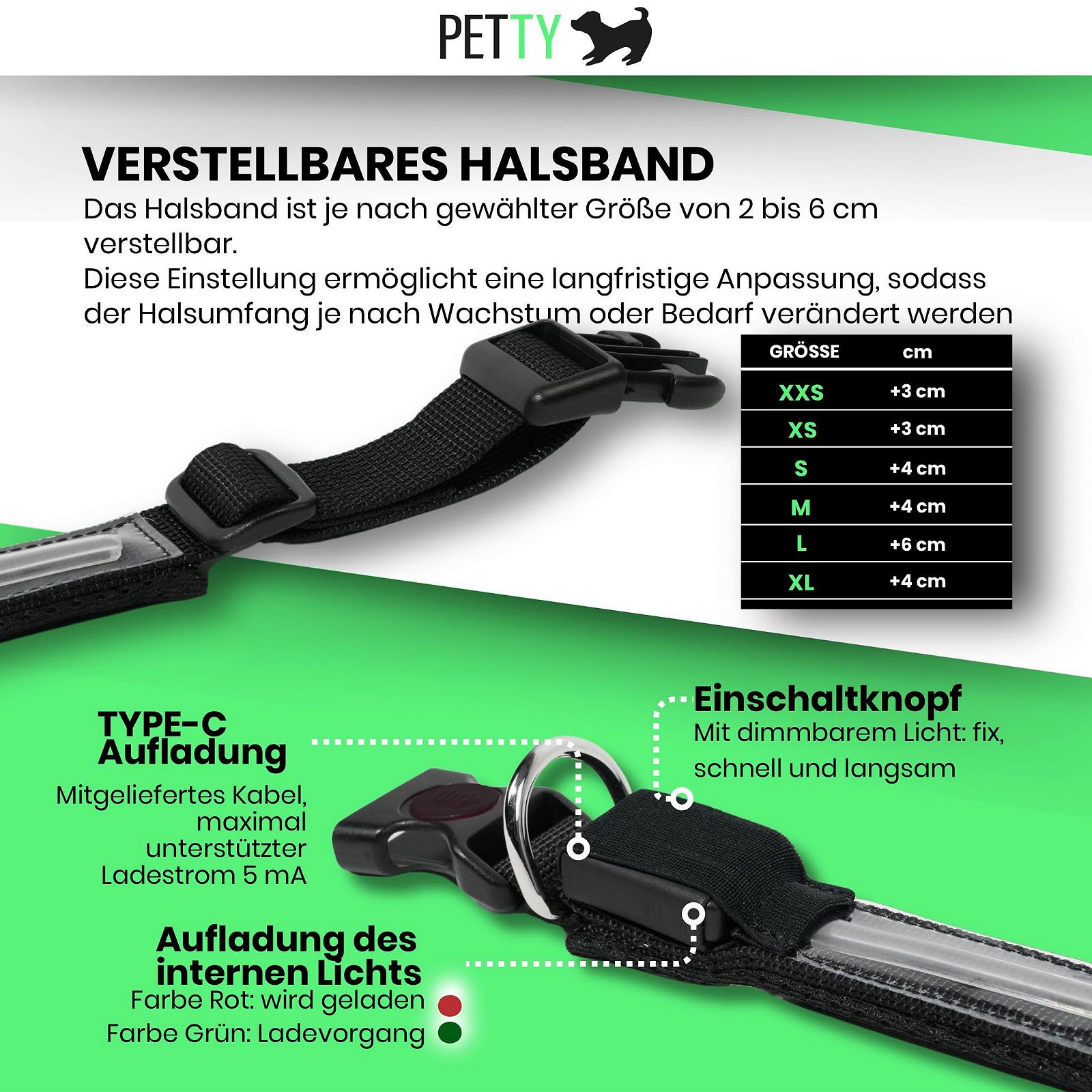 Светодиодный ошейник для собак PETTY 2XS Аккумуляторный USB Пряжка Кнопка безопасности Синий, фото №3 Светодиодный ошейник для собак PETTY 2XS Аккумуляторный USB Пряжка Кнопка безопасности Синий, фото №3