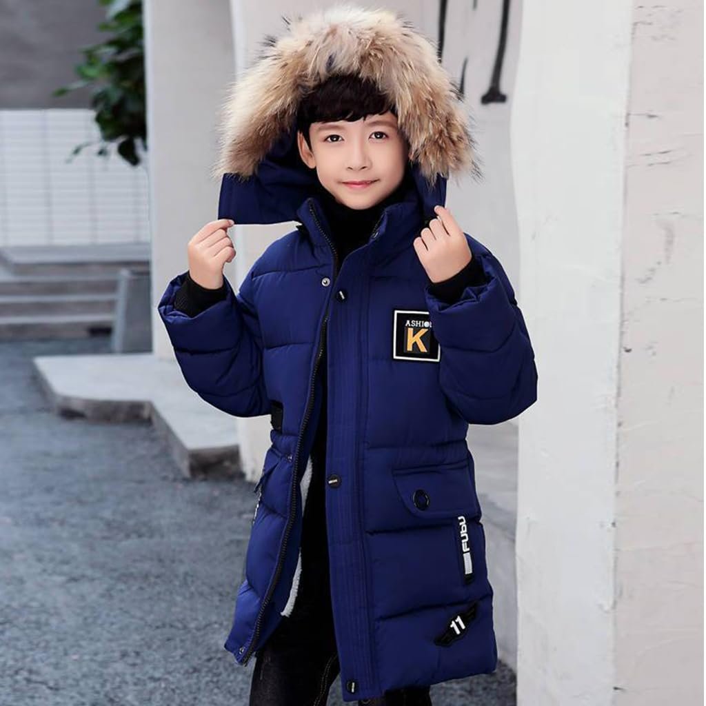 Зимова куртка Linboo для хлопчиків, дитяча зі знімним хутряним капюшоном, товста стьобана, фото №3 Зимова куртка Linboo для хлопчиків, дитяча зі знімним хутряним капюшоном, товста стьобана, фото №3