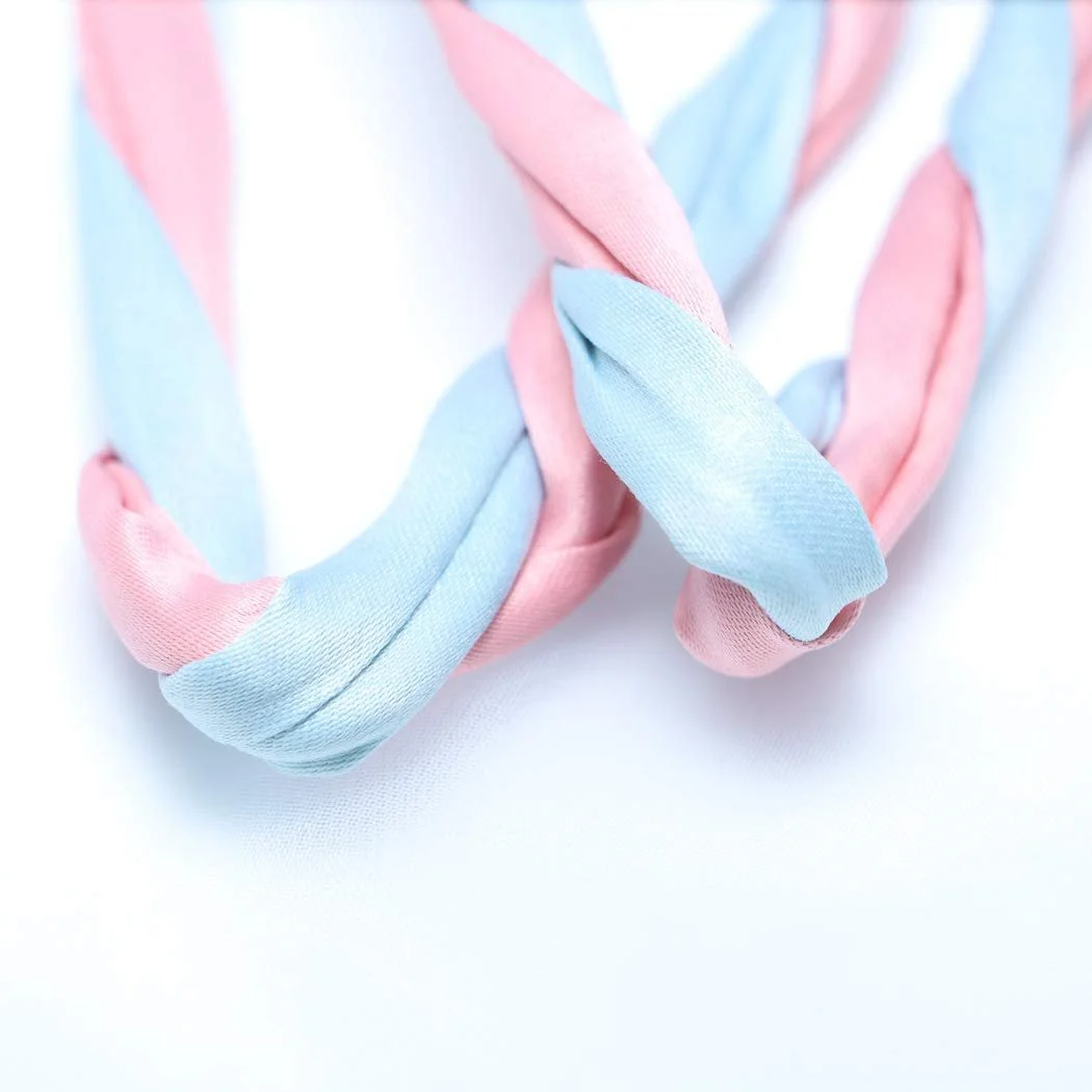 Пов'язка в стилі бохо з намистинами та залізним дротом Синьо-рожевий, фото №6