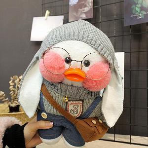 Утка лалафан серая шапка с ушками - Lalafanfan Уточка Cafe mimi duck - Фото 1