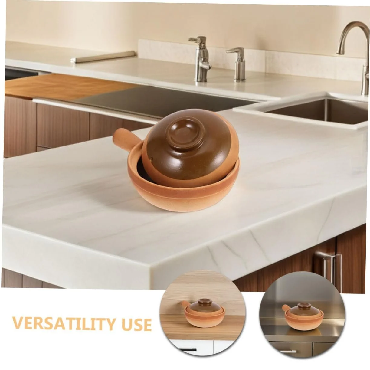 Ківш BESTYASH з кришкою глиняний для здорового приготування, фото №7