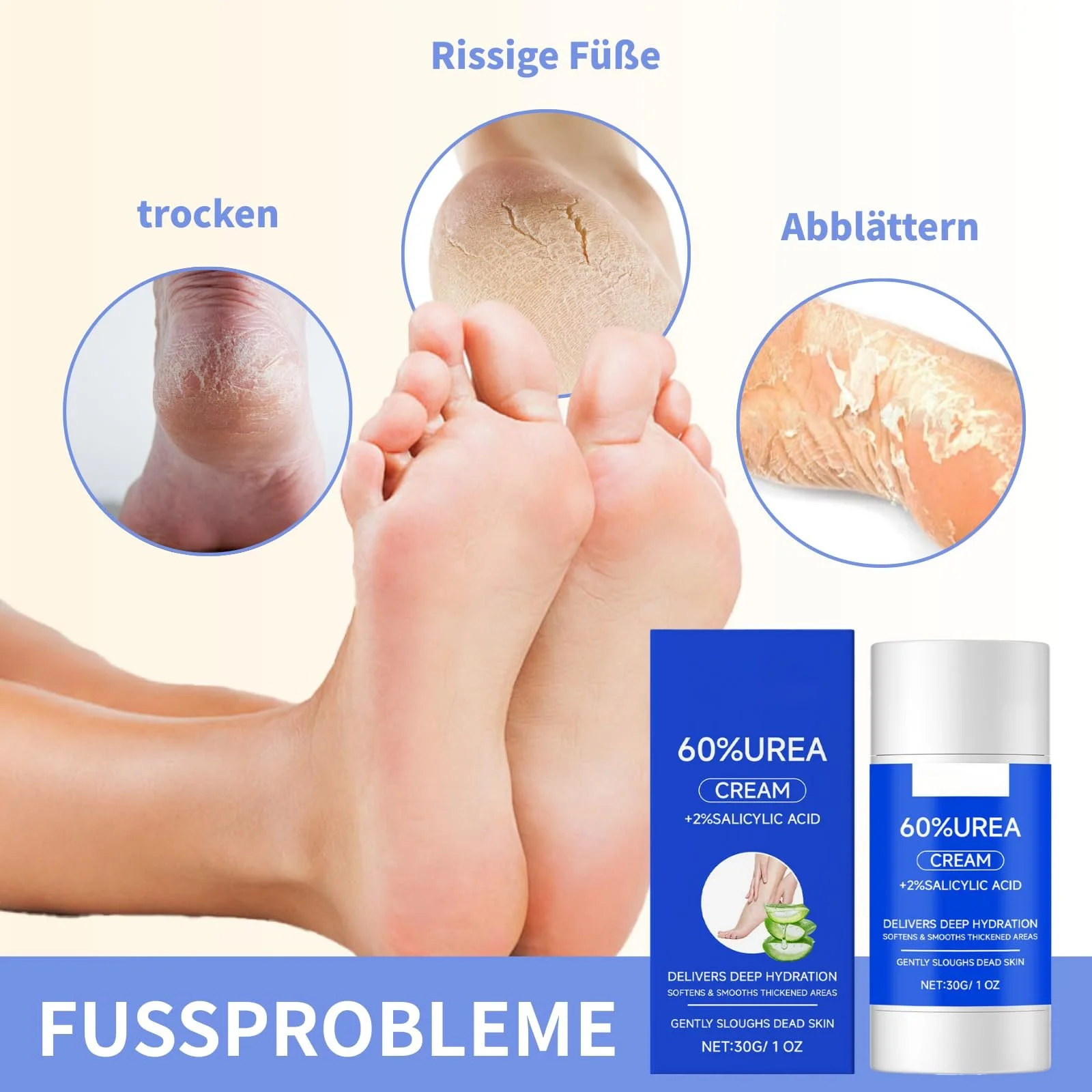 Крем для ног Urea 60% для очень сухой и потрескавшейся кожи стоп и рук увлажняющий, фото №5