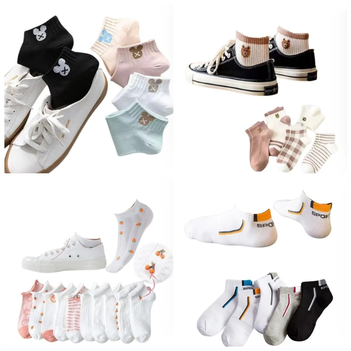 Жіночі шкарпетки з милим звірячим візерунком, спортивні, фото №4